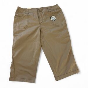 NWT St. John's Bay Capri Size 12 Petite Stretch Beige Roll Up Roll Down Crop New